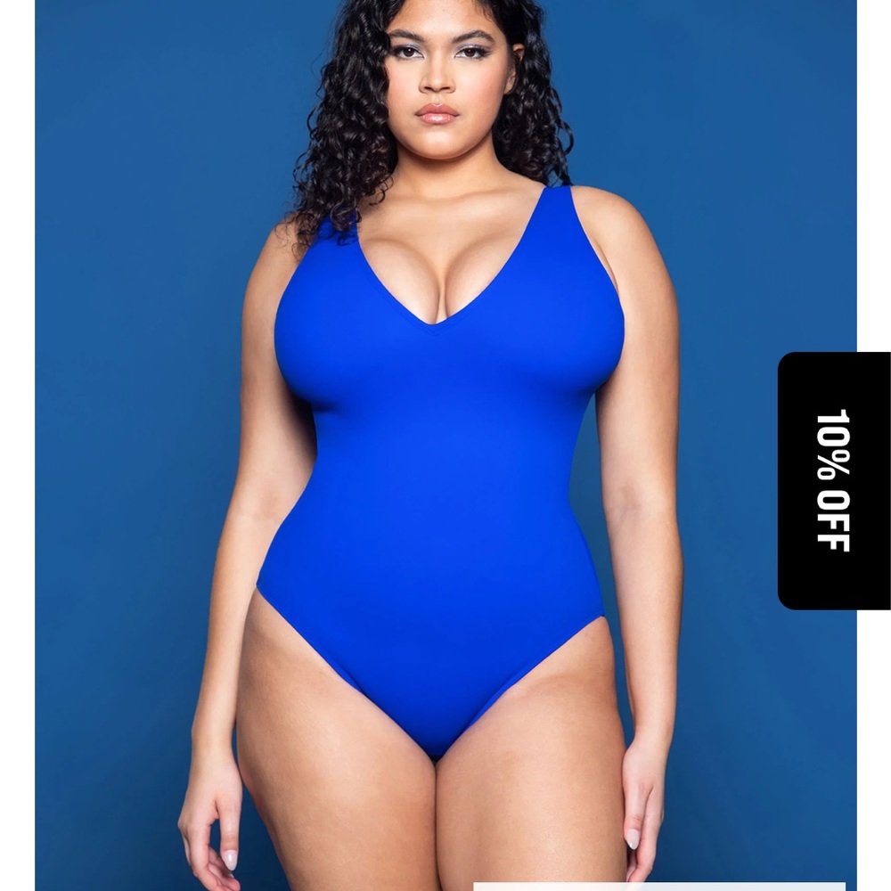 TA3 plungey one piece shaping corset swim suit in teal.